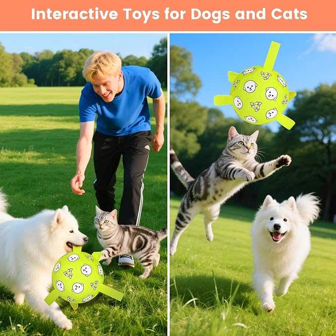 Dog Toys, Durable Dog Soccer Ball with Straps, Interactive Dog Toys, Water Fetch Ball for Tug of War, Puppy Toys for Indoor/Outdoor – Fun Dog Birthday Gift for Small &amp; Medium Dogs, 6 Inch