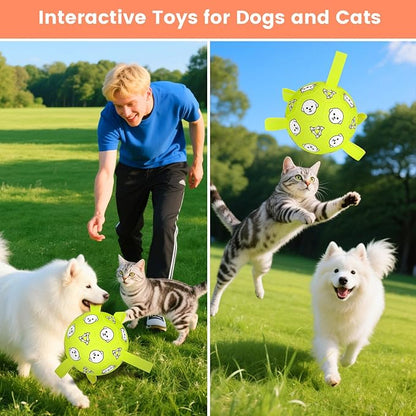 Dog Toys, Durable Dog Soccer Ball with Straps, Interactive Dog Toys, Water Fetch Ball for Tug of War, Puppy Toys for Indoor/Outdoor – Fun Dog Birthday Gift for Small &amp; Medium Dogs, 6 Inch
