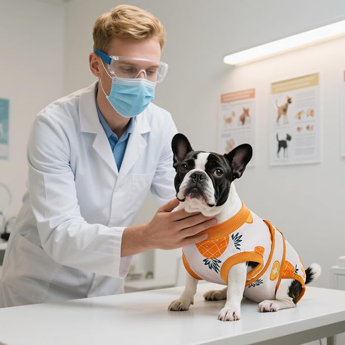 Kuoser Recovery Suit for Dogs Cats After Surgery, Professional Pet Recovery Shirt Dog Abdominal Wounds Bandages, Substitute E-Collar &amp; Cone,Prevent Licking Dog Onesies Pet Surgery Recovery Suit