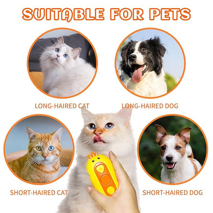 3-in-1 Rechargeable Steam Brush for Cats &amp; Dogs - Anti-Static Spray Pet Grooming Brush with Warm Mist Massage, Hair Shedding Control, Detangling Comb &amp; Cleaning Tool for Effective Deshedding