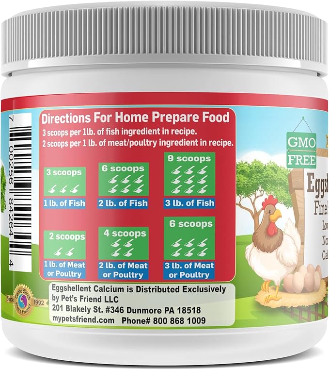 Calcium for Dogs and Cats - Fine Eggshell Powder - Strong Hip &amp; Joint Supplement for Dogs and Cats- Dietary Supplement - No Additives - Pet&