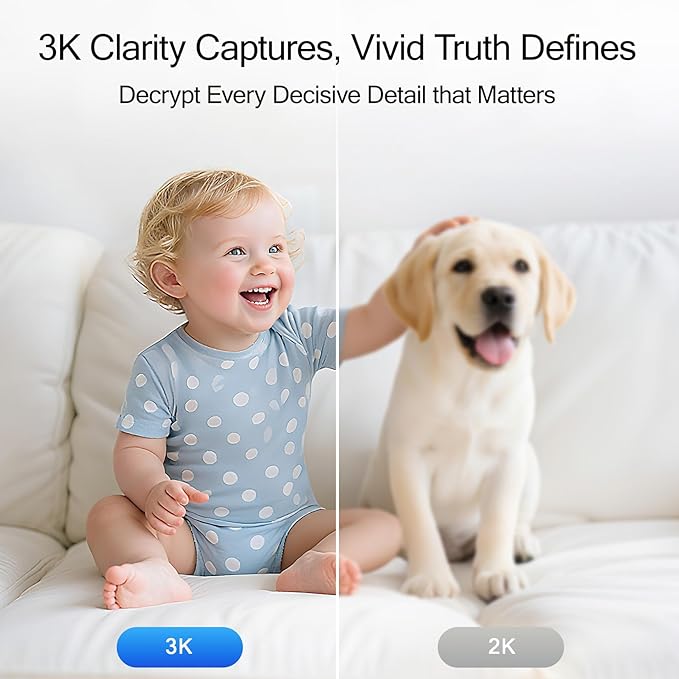 3K Pet/Dog Camera Indoor w/Phone App, No Monthly Fee 64GB Local Storage &amp; AI Tracking Face ID, 2.4/5GHz WiFi Cameras for Home Security Baby Monitor, Pan/Tilt, 2-Way Talk