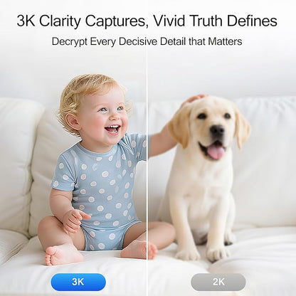 3K Pet/Dog Camera Indoor w/Phone App, No Monthly Fee 64GB Local Storage &amp; AI Tracking Face ID, 2.4/5GHz WiFi Cameras for Home Security Baby Monitor, Pan/Tilt, 2-Way Talk