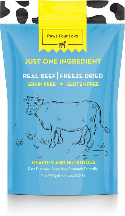Organic Freeze Dried Dog &amp; Cat Treats - Single Ingredient, Grain Free Food Toppers for Healthy Pets, No Fillers or Preservatives (1 Bag, Beef)