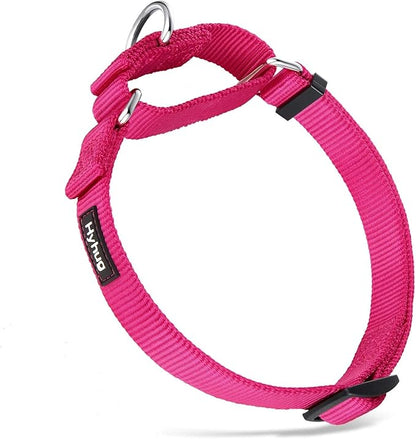 Hyhug Martingale Dog Collar Without Buckle: Anti Escape, No Slip Heavy - Duty Nylon, Colorfast &amp; Adjustable for Medium Breeds(Medium,Rose Red Pink)