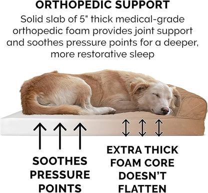 Furhaven Orthopedic Dog Bed for Large Dogs w/ Removable Bolsters &amp; Washable Cover, For Dogs Up to 125 lbs - Quilted Sofa - Toasted Brown, Jumbo Plus/XXL