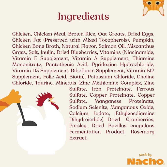 Made by Nacho Dry Cat Kibble 4lb Bag, High Protein and Grain-Friendly Premium Cat Food, Cage-Free Chicken &amp; Pumpkin Recipe, Infused with Bone Broth for Hydration, Limited Ingredients, Single Bag