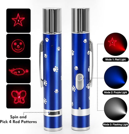 EAWONGEE Rechargeable Cat Toys - Indoor/Outdoor Cats Chase Light Toy for Kitty &amp; Dog with 3 Light Modes, 5 Patterns, Blue