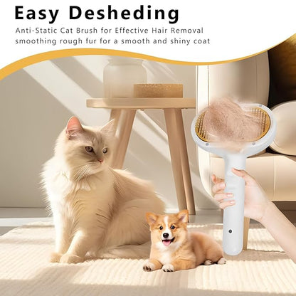 Pet Steam Brush for Dog &amp; Cat – 3-in-1 Spray Hair Removal Comb – Steam Brush for Shedding &amp; Grooming – Spritz Defur Comb – Includes Ear Wipes