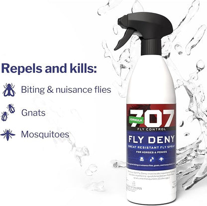 Formula 707 Fly Deny Spray for Horses &amp; Ponies, Sweat-Resistant 14-Day Protection from Flies, Gnats &amp; Mosquitoes, Repels and Kills, 32 Oz