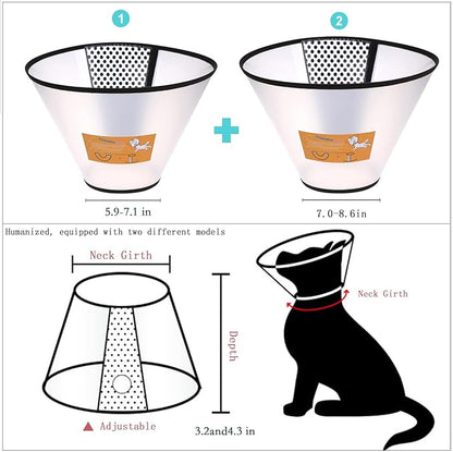 Yanniwani Cat Recovery Collar - Waterproof, Anti-bite &amp; Anti-lick Wound Healing Safe, Adjustable Elizabethan Collar for Cats After Surgery (Black, M)
