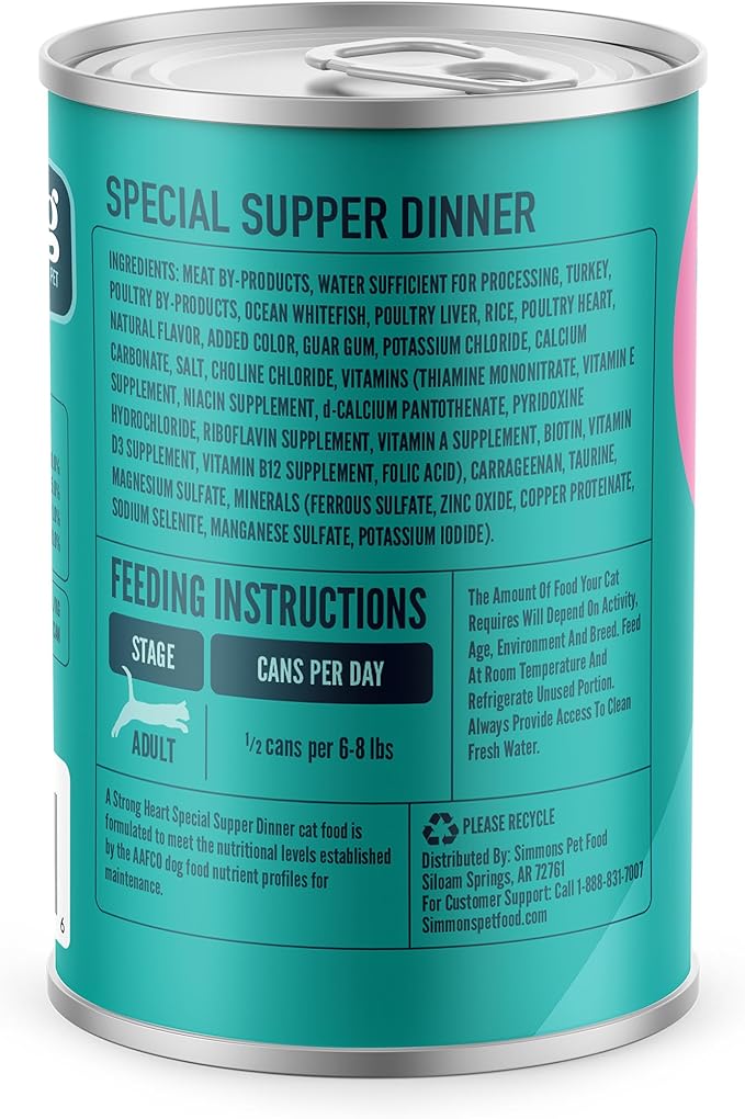 A Strong Heart Canned Wet Cat Food, Special Supper Dinner - 13.2 oz Cans (Pack of 12), Made in The USA with Real Turkey &amp; Fish