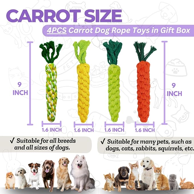 4PCS Mixed Color Woven Pet Chew Set (Yellow, Green, Orange, Rainbow), Dog Chew Toys, Cat Teething Toys, Durable &amp; Safe Interactive Pet Toys