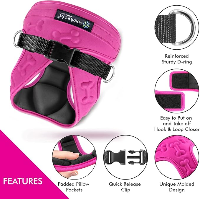 Comfort Fit Dog Harness No Pull No Escape Harness Adjustable Buckles Soft Padded Reflective Choke Step in Dog Vest with Easy Control Handle for Small Medium Large Dogs &amp; Puppies