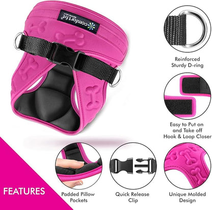 Comfort Fit Dog Harness No Pull No Escape Harness Adjustable Buckles Soft Padded Reflective Choke Step in Dog Vest with Easy Control Handle for Small Medium Large Dogs &amp; Puppies