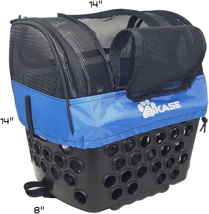 BiKASE Durable Dog Bike Basket &amp; Carrier, Rear Mount Pet Basket for Bikes with Super Comfort Mat and Cover, Ideal for Small Dogs and Cats up to 12 lbs