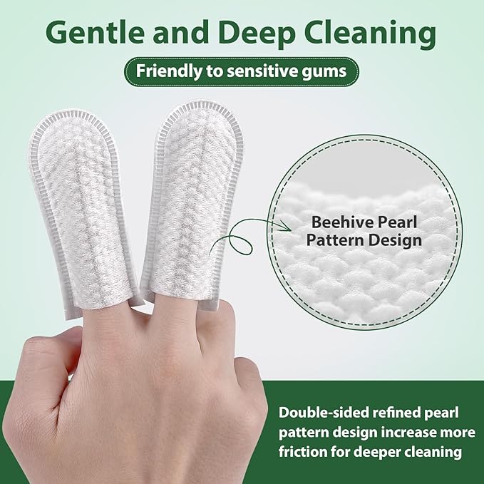 LANBEIDE Updated Larger Pet Teeth Cleaning Wipes for Dogs &amp; Cats, Dog Dental Wipes No-Rinse Dog Finger Toothbrush for Reducing Plaque &amp; Tartar, Breath Freshener Dental and Gum Care Pet Wipes 50 Counts