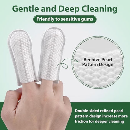 LANBEIDE Updated Larger Pet Teeth Cleaning Wipes for Dogs &amp; Cats, Dog Dental Wipes No-Rinse Dog Finger Toothbrush for Reducing Plaque &amp; Tartar, Breath Freshener Dental and Gum Care Pet Wipes 50 Counts