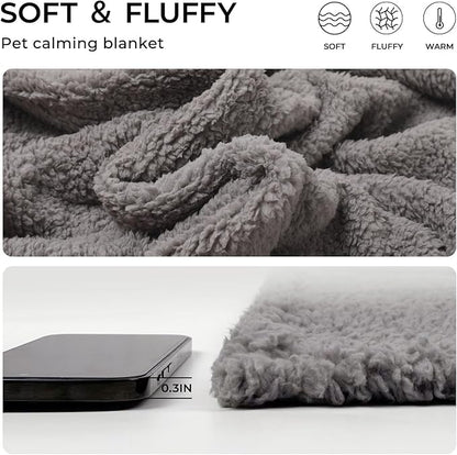1 Pack 3 Calming Blankets Fluffy Premium Fleece Pet Blanket Soft Sherpa Throw for Dog Puppy Cat Grey Large (41" x31&