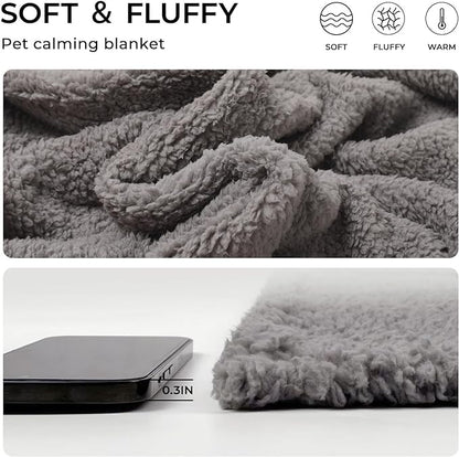 1 Pack 3 Calming Blankets Fluffy Premium Fleece Pet Blanket Soft Sherpa Throw for Dog Puppy Cat Grey Small (23" x16&