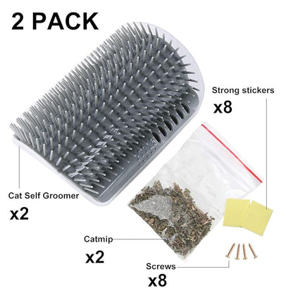 2 PACK Cat Self Grooming Corner Scratcher with Catnip, Massage Comb Brush for Long &amp; Short Fur