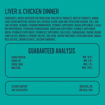 A Strong Heart Canned Wet Cat Food, Liver &amp; Chicken Dinner - 13.2 oz Cans (Pack of 12), Made in The USA with Real Chicken &amp; Liver