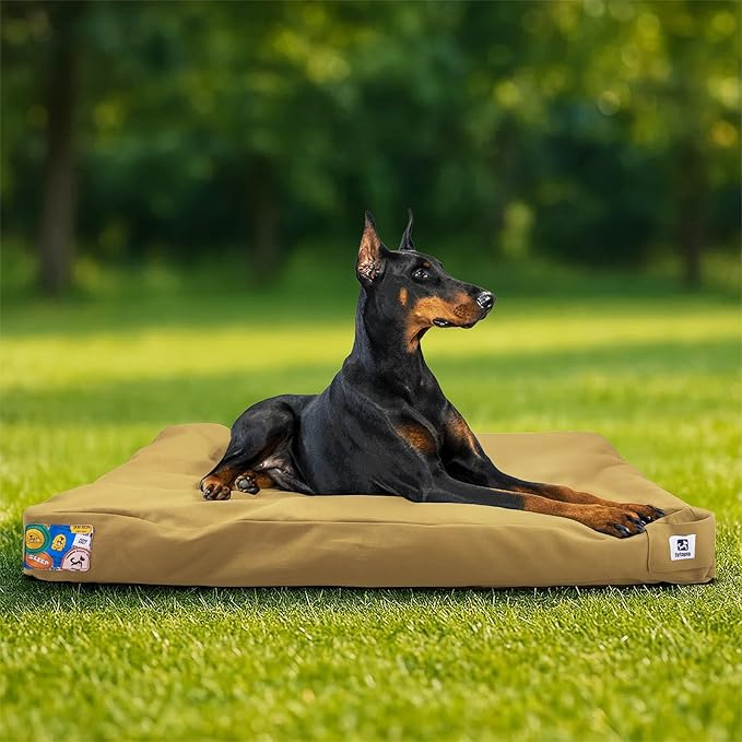 Sytopia 42-Inch Canvas Outdoor Dog Bed, Waterproof &amp; Washable with Removable Cover, Ideal for Medium &amp; Large Dogs, Chew-Proof Great for Indoor, Outdoor, Crate, or Patio Use (Yellow)