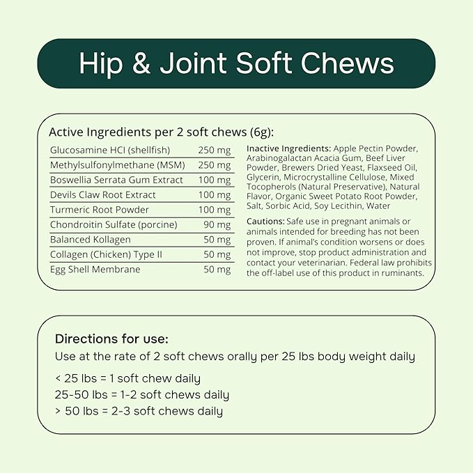 PetMeds Hip &amp; Joint Supplement for Dogs - Vitamins, Glucosamine, MSM, Chondroitin, Collagen for Joint Mobility &amp; Flexibility - Senior Dog Arthritis Support - Beef &amp; Sweet Potato Flavor - 60 Soft Chews