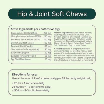 PetMeds Hip &amp; Joint Supplement for Dogs - Vitamins, Glucosamine, MSM, Chondroitin, Collagen for Joint Mobility &amp; Flexibility - Senior Dog Arthritis Support - Beef &amp; Sweet Potato Flavor - 60 Soft Chews