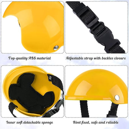 Frienda Dog Helmet and Goggles, UV Protection Doggy Sunglasses and 4 Inch Padded Puppy Motorcycle Helmet Adorable Dog Goggles with Adjustable Belt for Small Dogs Puppy Riding(Yellow,S)