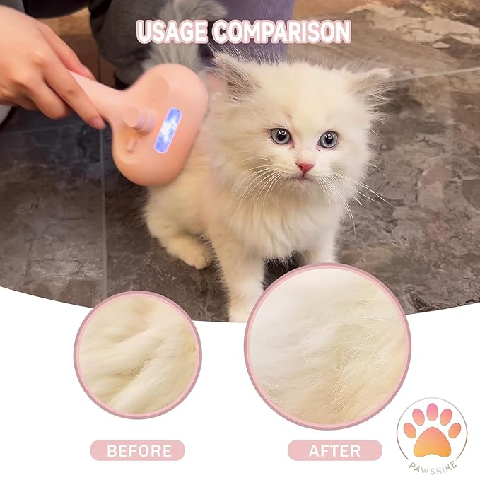 Cat steam brush – Effective Pet Brush for Indoor Cats, Steam Technology for Shedding, Mats &amp; Grooming – Ideal cat brush indoor for Deep Cleaning (Pink)