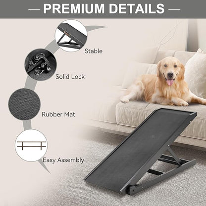 ABORON Dog Ramp,Adjustable Folding Pet Ramp for Bed,Couch,SUV - High Traction Portable Rubber Paw Ramps,Great for Small &amp; Large Old Dogs &amp; Cats, Supports up to 200 lbs,39.3&