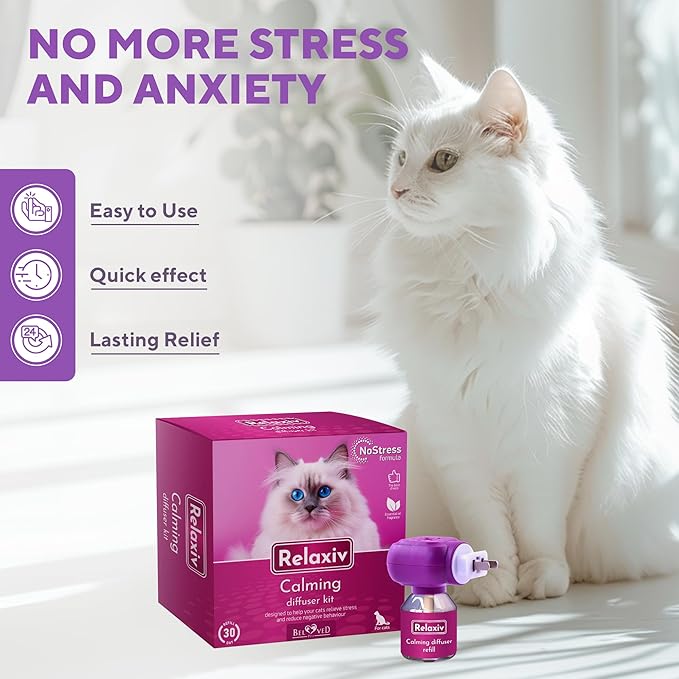 Beloved Pets Cat Calming Diffuser &amp; Pet Anti Anxiety Products - Feline Calm Pheromones Plug in &amp; Cats Stress Relief Comfort Helps with Pee, New Zone, Aggression