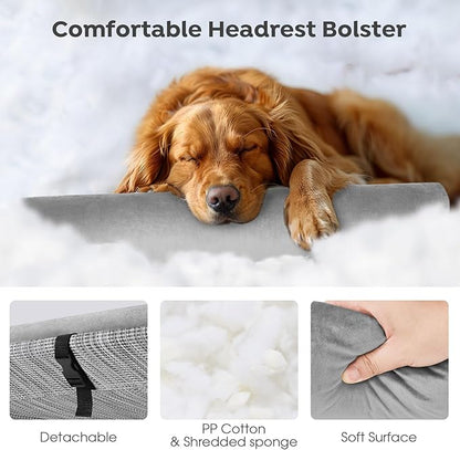 Veehoo Medium Elevated Dog Bed, Outdoor Raised Dog Cot Hammock Bed with One-Sided Removable Headrest Bolster, Cooling Breathable Washable Teslin Mesh, Off Ground, Anti-Slip, M, CWC2204BCP