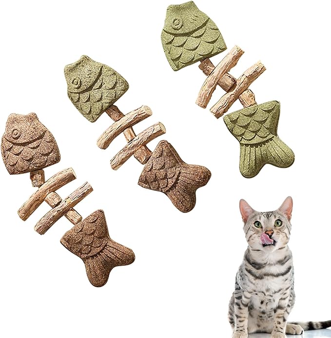 3 Pack Catnip Toys, Healthy Cat &amp; Kitten Teeth Cleaning Dental Chew Toy, Contain Catnip, Natural Silvervine, and Gall Fruit, Interactive Cat Toys for Indoor Cats, are Edible for All Cats Breeds