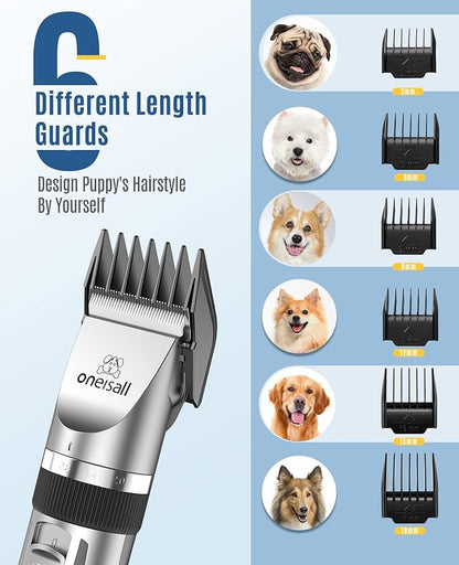 oneisall 2 in 1 Pet Cat &amp; Dog Grooming Kit - Quiet Cordless Dog Clippers &amp; Paw Trimmer for Grooming Pet Hair