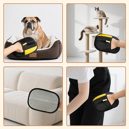 Hasina Upgrade Pet Hair Removal Glove - Reusable Grooming Glove for Dogs &amp; Cats, Electrostatic Mitt for Pet Hair Removal, Remover Mitt for Furniture, Car Seats, Carpet &amp; Clothing (Yellow-18)