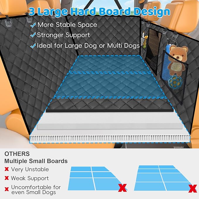 URPOWER Back Seat Extender for Dogs - Hard Bottom Dog Car Seat Cover Holds 420 lbs, Waterproof Dog Hammock Dogs Bed for Cars, SUVs &amp; Small Trucks, Pet Backseat Protector with Mesh Window &amp; Large Space