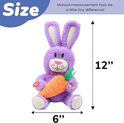 Hopearl Talking Singing Bunny Repeats What You Say Rabbit Musical Shaking Head Electric Interactive Animated Toy Speaking Plush Buddy Gifts for Toddlers, Purple, 15&