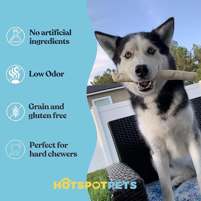 hotspot pets 8-9 Inch Large Rawhide Dog Chew Rolls (20 Pack) - Made from Grass Fed Cows - Great for Dental &amp; Oral Care for Aggressive Chewers Large Dogs, Single Ingredient Treat