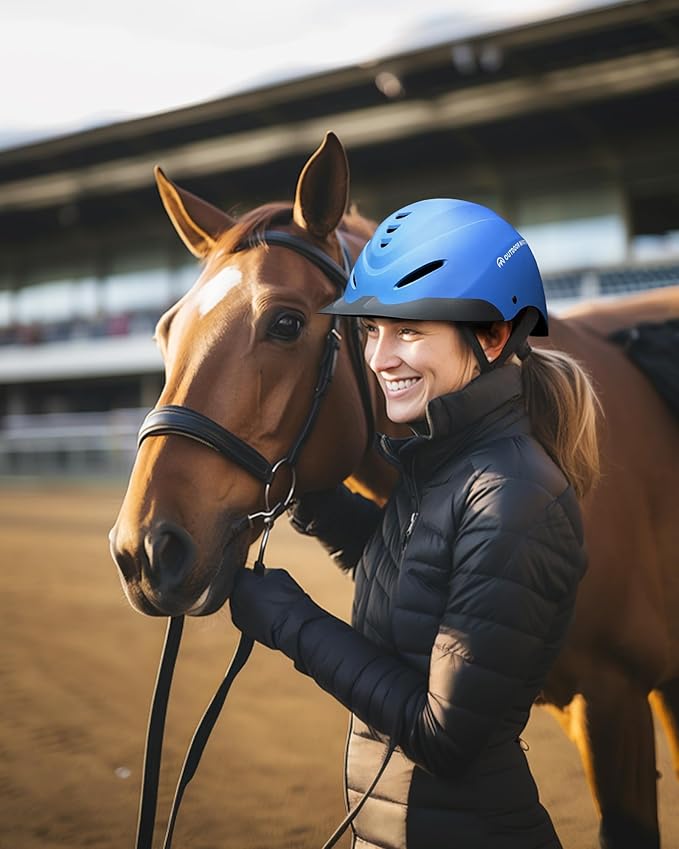 OutdoorMaster Equestrian Helmet, Horse Riding Helmet with Sun Visor and Excellent Ventilation, Adjustable Safe Helmet for Men, Women &amp; Youth