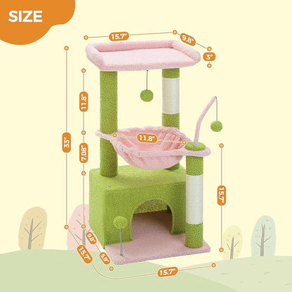 PEQULTI 4-in-1 Multi-Level Cat Tower, 33&