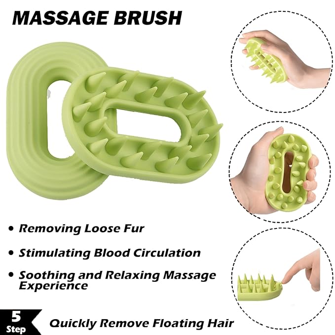 5 Pack Pet Steam Brush Kit – Pet Water Brush for Cats Shedding – Includes Steam Brushes, Undercoat Rake, Massage &amp; Flea Comb for Cats and Dogs - Matted Fur Dematting Tool