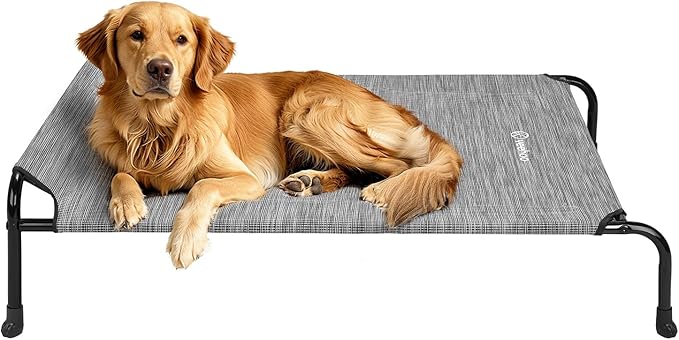 Veehoo Original Elevated Dog Bed - Outdoor Raised Cot for Large Dogs, One-Sided Raised Headboard Cooling Pet Bed, Sleeping Training Cot, Non-Slip &amp; Breathable, XL, CWC2417A