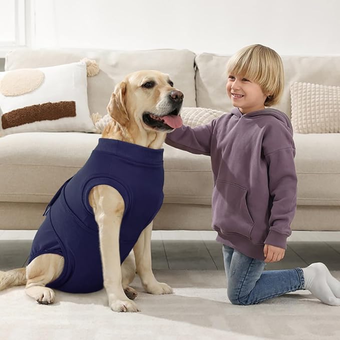 Kuoser Dog Surgery Suit Female Spay, Dog Recovery Suit Male Neuter, Puppy Clothes Onesie for Surgery Anti Licking Abdominal Wounds Pet Surgical Recovery Bodysuit Shirt, Substitute E-Collar &amp; Cone