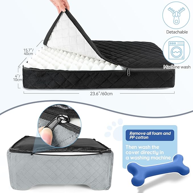 Dog Car Seat for Medium/Large Dogs,Dog Booster Seat for Dog Under 50lbs or 2 Small Dogs, Detachable and Washable Pet Car Seat,Multi-Functional Travel Dog Bed &amp; Dog Sofa(Black/Grey)