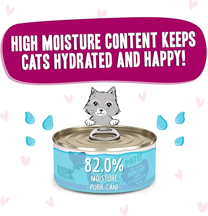 Weruva B.F.F. Play - Best Feline Friend Paté Lovers, Aw Yeah!, Tuna &amp; Duck Double Dare with Tuna &amp; Duck, 5.5oz Can (Pack of 8)