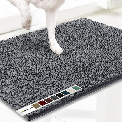 Muddy Mat® 2-in-1 Set: AS-SEEN-ON-TV Grey Microfiber Door Mat (30"X19") &amp; Doggy Dryer Plush Shammy Towel - Non-Slip, Washable &amp; Highly Absorbent Solutions for Soggy Paws &amp; Clean Floors