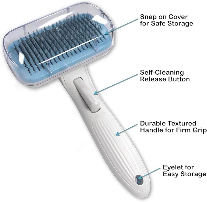 Pets First Premium Dog Brush &amp; CAT Brush Self Cleaning Dog Slicker Hair Brush Easy to Clean Best Pet Grooming Brushes Shedding Grooming Tools for Dogs and Cats. Beautiful Gift for The Groomer!
