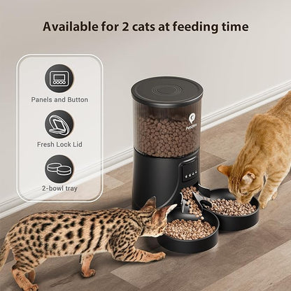 Automatic Cat Feeder for 2 Cats: 2.4Ghz WiFi Smart APP Remote Control- Timer Food Dispenser 1-10 Meals Per Day- Auto Pet Feeder for Cats and Small Dog Indoor- Detachable Clean&amp; Dual Power